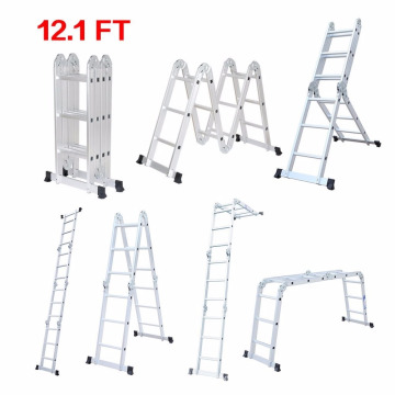 Multipropósito Escalera plegable de aluminio de 12 pasos de posición múltiple